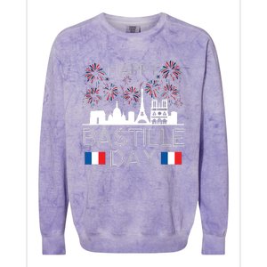 Happy Bastille Day France Paris French Flag Fireworks Colorblast Crewneck Sweatshirt