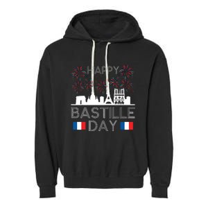 Happy Bastille Day France Paris French Flag Fireworks Garment-Dyed Fleece Hoodie