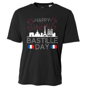 Happy Bastille Day France Paris French Flag Fireworks Cooling Performance Crew T-Shirt