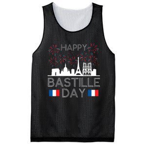 Happy Bastille Day France Paris French Flag Fireworks Mesh Reversible Basketball Jersey Tank