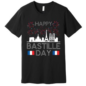 Happy Bastille Day France Paris French Flag Fireworks Premium T-Shirt