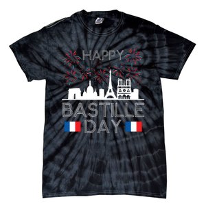 Happy Bastille Day France Paris French Flag Fireworks Tie-Dye T-Shirt