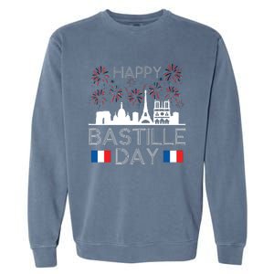 Happy Bastille Day France Paris French Flag Fireworks Garment-Dyed Sweatshirt