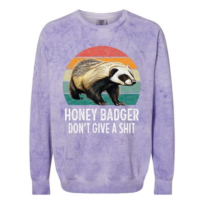 Honey Badger DonT Give A Shit Vintage Style Colorblast Crewneck Sweatshirt