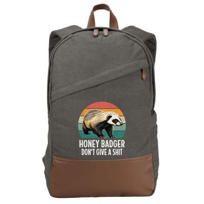Honey Badger DonT Give A Shit Vintage Style Cotton Canvas Backpack