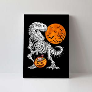 Halloween Boys Dinosaur Skeleton T Rex Scary Pumpkin Moon Canvas