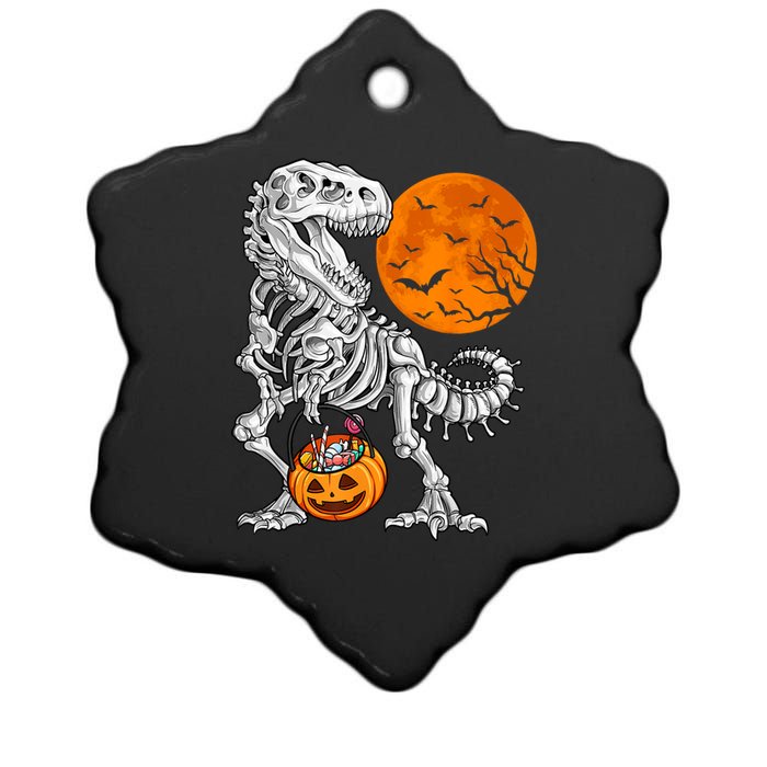 Halloween Boys Dinosaur Skeleton T Rex Scary Pumpkin Moon Ceramic Star Ornament