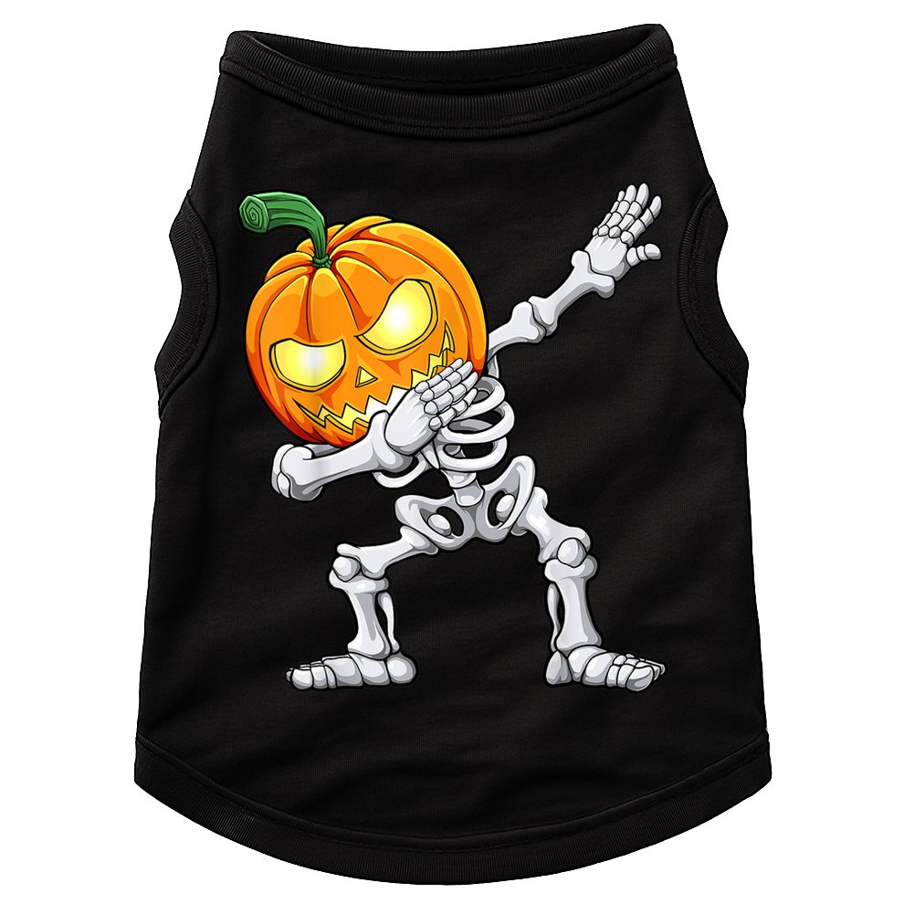 Halloween Boys Dabbing Skeleton Scary Pumpkin Jack O Lantern Doggie Tank