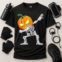 Halloween Boys Dabbing Skeleton Scary Pumpkin Jack O Lantern Cooling Performance Crew T-Shirt