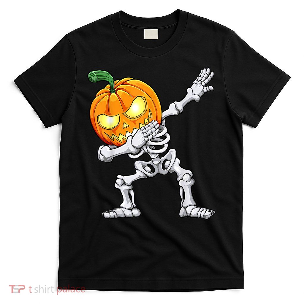 Halloween Boys Dabbing Skeleton Scary Pumpkin Jack O Lantern T-Shirt