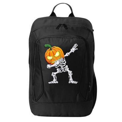 Halloween Boys Dabbing Skeleton Scary Pumpkin Jack O Lantern City Backpack
