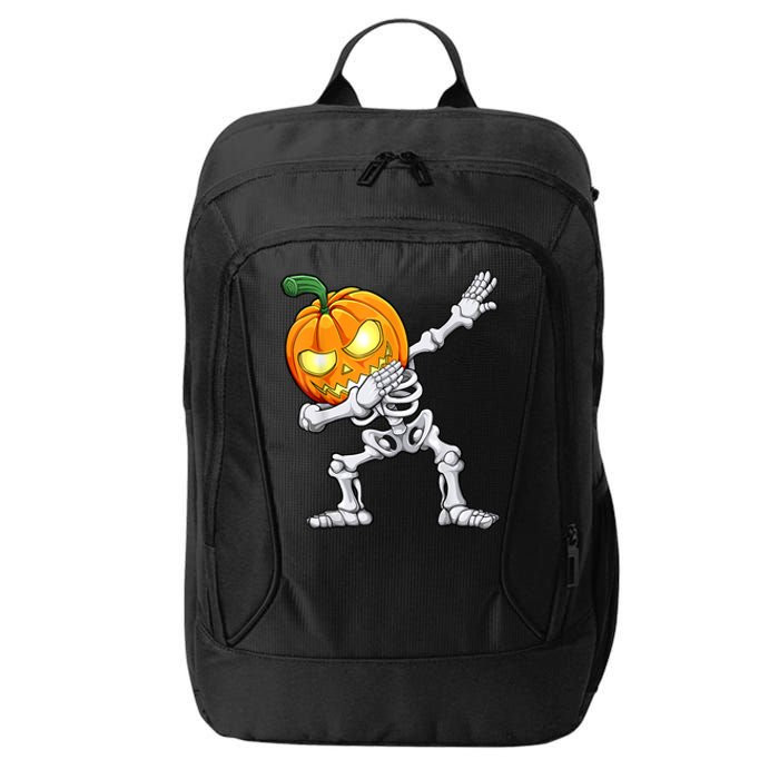 Halloween Boys Dabbing Skeleton Scary Pumpkin Jack O Lantern City Backpack