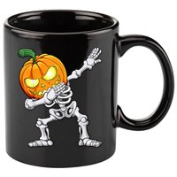 Halloween Boys Dabbing Skeleton Scary Pumpkin Jack O Lantern 11oz C Handle Ceramic Mug