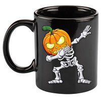 Halloween Boys Dabbing Skeleton Scary Pumpkin Jack O Lantern 11oz C Handle Ceramic Mug