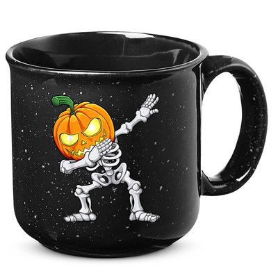Halloween Boys Dabbing Skeleton Scary Pumpkin Jack O Lantern 15oz Campfire Ceramic Mug