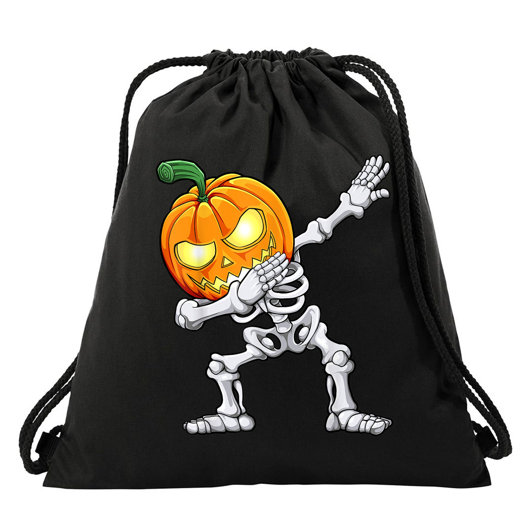 Halloween Boys Dabbing Skeleton Scary Pumpkin Jack O Lantern Drawstring Bag