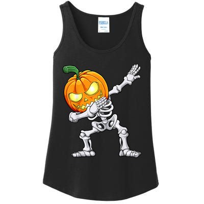 Halloween Boys Dabbing Skeleton Scary Pumpkin Jack O Lantern Ladies Essential Tank