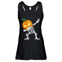 Halloween Boys Dabbing Skeleton Scary Pumpkin Jack O Lantern Ladies Essential Flowy Tank