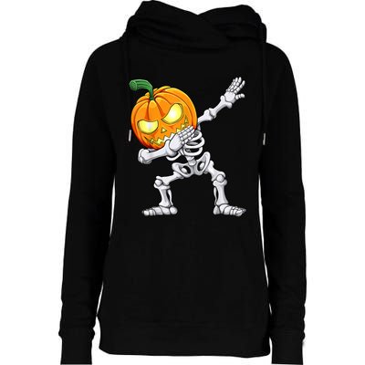 Halloween Boys Dabbing Skeleton Scary Pumpkin Jack O Lantern Womens Funnel Neck Pullover Hood