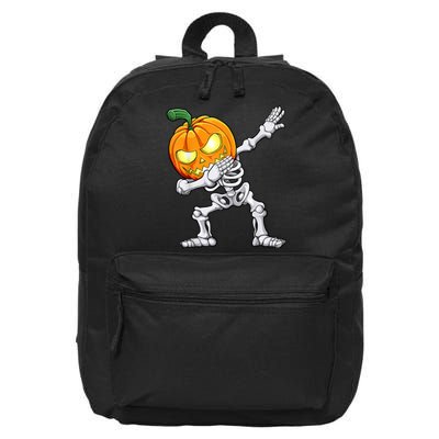 Halloween Boys Dabbing Skeleton Scary Pumpkin Jack O Lantern 16 in Basic Backpack