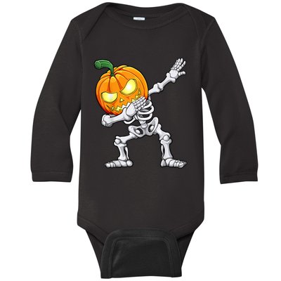 Halloween Boys Dabbing Skeleton Scary Pumpkin Jack O Lantern Baby Long Sleeve Bodysuit