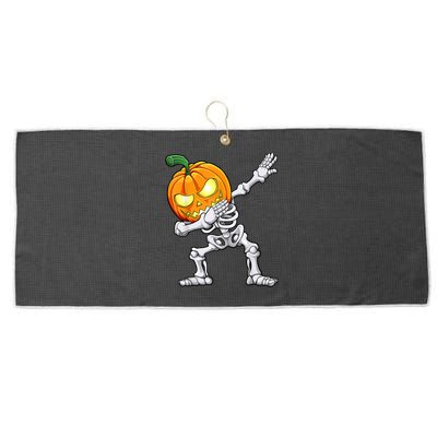 Halloween Boys Dabbing Skeleton Scary Pumpkin Jack O Lantern Large Microfiber Waffle Golf Towel