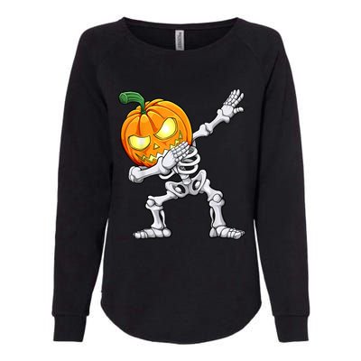 Halloween Boys Dabbing Skeleton Scary Pumpkin Jack O Lantern Womens California Wash Sweatshirt