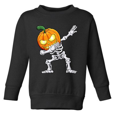 Halloween Boys Dabbing Skeleton Scary Pumpkin Jack O Lantern Toddler Sweatshirt