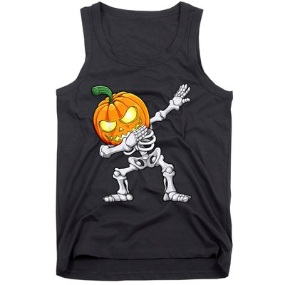 Halloween Boys Dabbing Skeleton Scary Pumpkin Jack O Lantern Tank Top