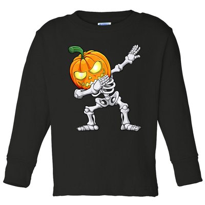 Halloween Boys Dabbing Skeleton Scary Pumpkin Jack O Lantern Toddler Long Sleeve Shirt