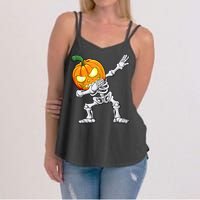 Halloween Boys Dabbing Skeleton Scary Pumpkin Jack O Lantern Women's Strappy Tank