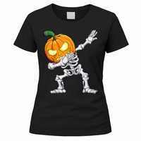 Halloween Boys Dabbing Skeleton Scary Pumpkin Jack O Lantern Women's T-Shirt