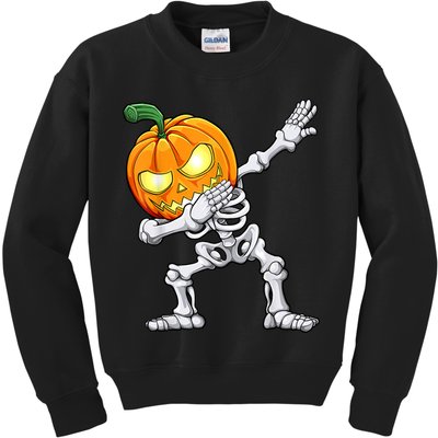Halloween Boys Dabbing Skeleton Scary Pumpkin Jack O Lantern Kids Sweatshirt