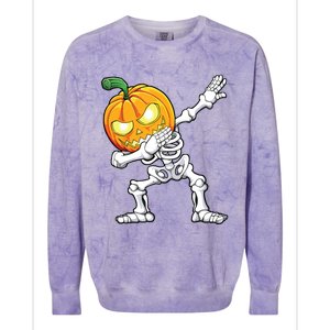 Halloween Boy Dabbing Skeleton Scary Pumpkin Jack O Lantern Colorblast Crewneck Sweatshirt