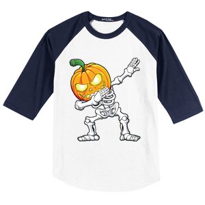 Halloween Boy Dabbing Skeleton Scary Pumpkin Jack O Lantern Baseball Sleeve Shirt