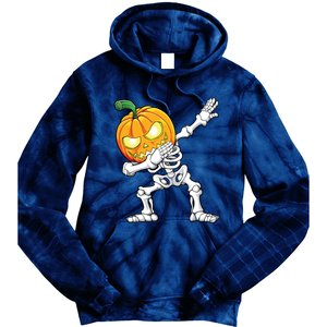 Halloween Boy Dabbing Skeleton Scary Pumpkin Jack O Lantern Tie Dye Hoodie