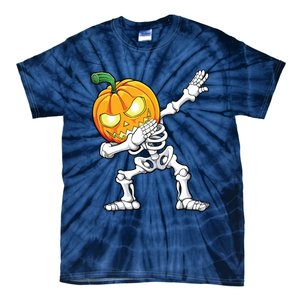 Halloween Boy Dabbing Skeleton Scary Pumpkin Jack O Lantern Tie-Dye T-Shirt