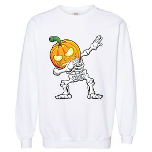 Halloween Boy Dabbing Skeleton Scary Pumpkin Jack O Lantern Garment-Dyed Sweatshirt