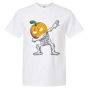 Halloween Boy Dabbing Skeleton Scary Pumpkin Jack O Lantern Garment-Dyed Heavyweight T-Shirt