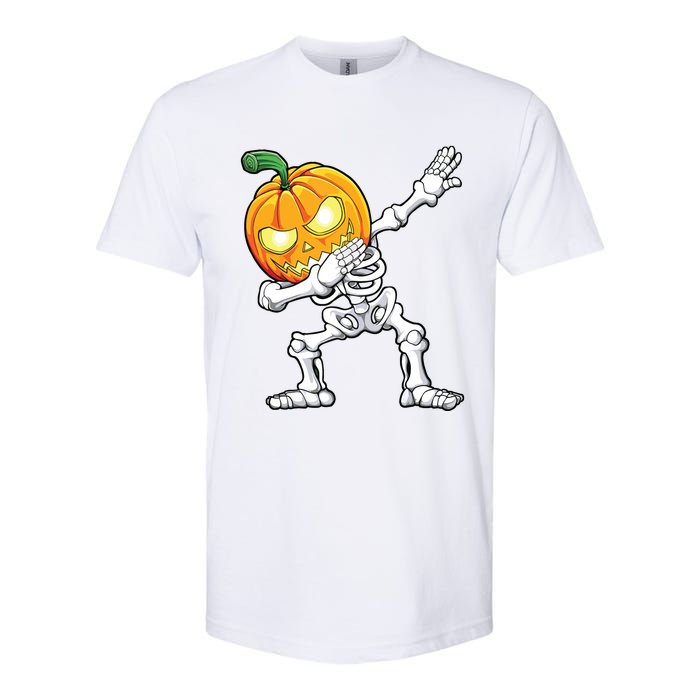 Halloween Boy Dabbing Skeleton Scary Pumpkin Jack O Lantern Softstyle CVC T-Shirt