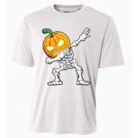 Halloween Boy Dabbing Skeleton Scary Pumpkin Jack O Lantern Cooling Performance Crew T-Shirt