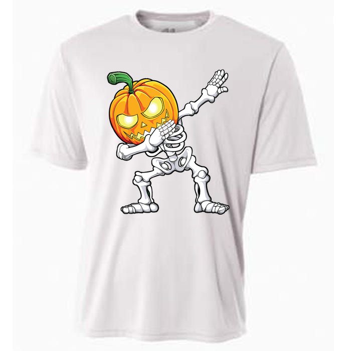 Halloween Boy Dabbing Skeleton Scary Pumpkin Jack O Lantern Cooling Performance Crew T-Shirt