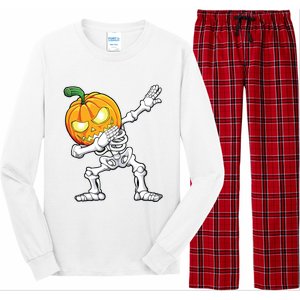 Halloween Boy Dabbing Skeleton Scary Pumpkin Jack O Lantern Long Sleeve Pajama Set