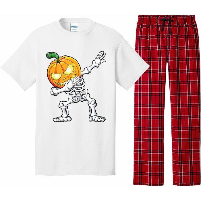 Halloween Boy Dabbing Skeleton Scary Pumpkin Jack O Lantern Pajama Set