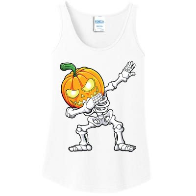 Halloween Boy Dabbing Skeleton Scary Pumpkin Jack O Lantern Ladies Essential Tank