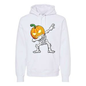 Halloween Boy Dabbing Skeleton Scary Pumpkin Jack O Lantern Premium Hoodie