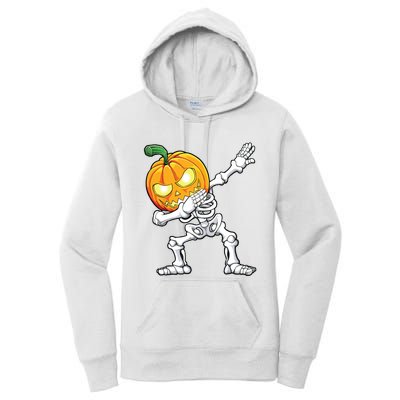 Halloween Boy Dabbing Skeleton Scary Pumpkin Jack O Lantern Women's Pullover Hoodie