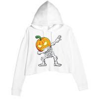 Halloween Boy Dabbing Skeleton Scary Pumpkin Jack O Lantern Crop Fleece Hoodie