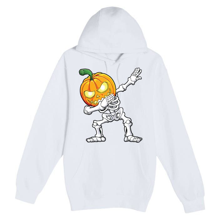 Halloween Boy Dabbing Skeleton Scary Pumpkin Jack O Lantern Premium Pullover Hoodie