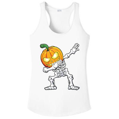 Halloween Boy Dabbing Skeleton Scary Pumpkin Jack O Lantern Ladies PosiCharge Competitor Racerback Tank